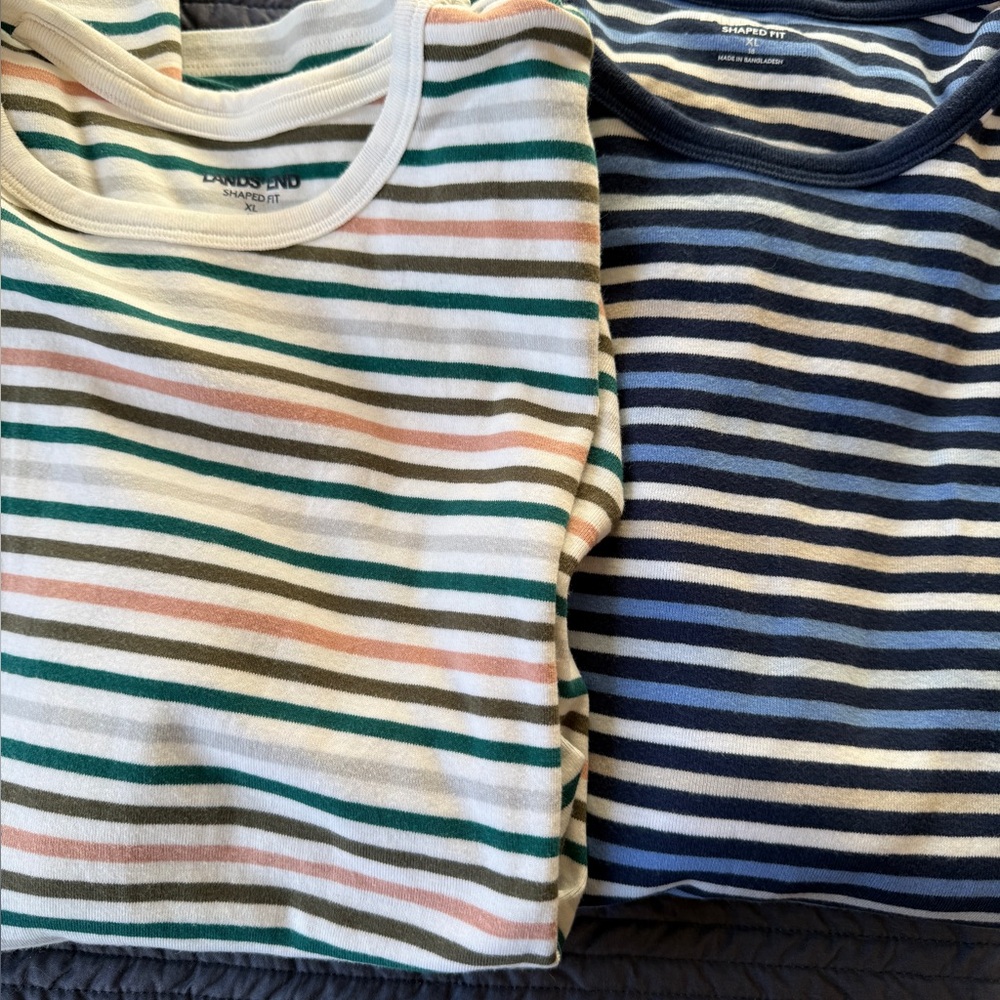 Lands' End women’s set of two XL Multicolor Striped Tees